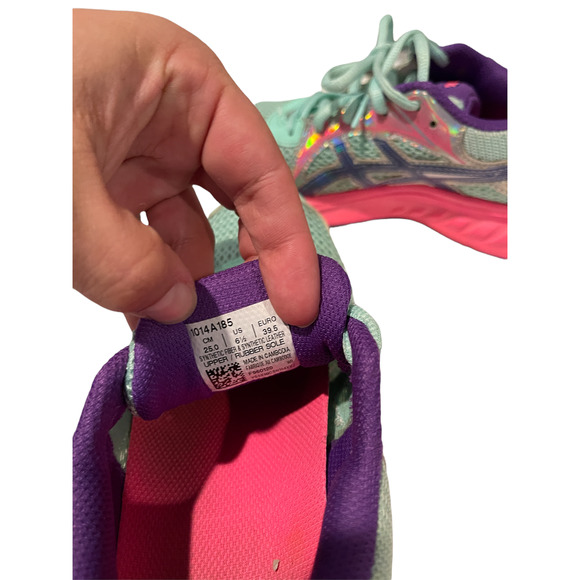 Asics Girls Jolt 2 1014A185 Size 6.5 Green Pink Running Shoes - Picture 9 of 9